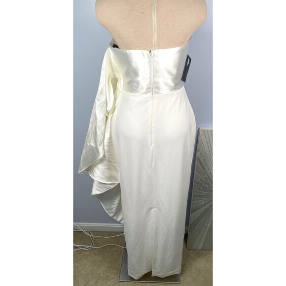 Solace London Milena Strapless Ruched Draped Ruffle White Maxi Dress Size 6 - Picture 11 of 13
